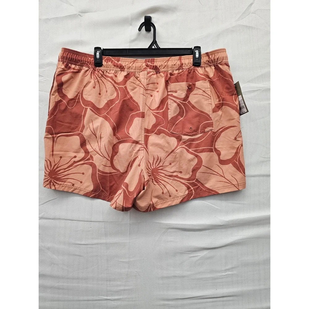 Goodfellow & Co Mens Floral Swim Trunks Orange Nylon Casual Size 2XL